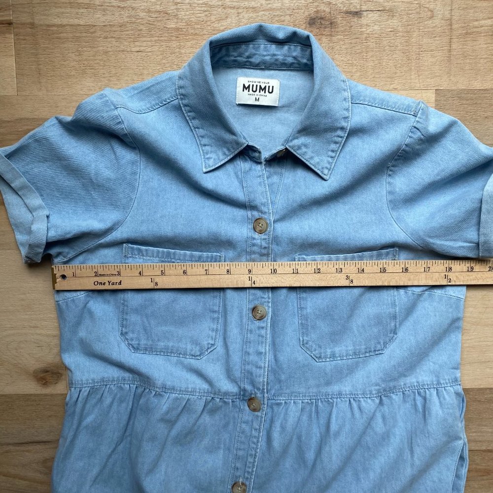 Show Me Your MuMu Light Blue Denim Button-Front Mini Dress - Picture 7 of 11